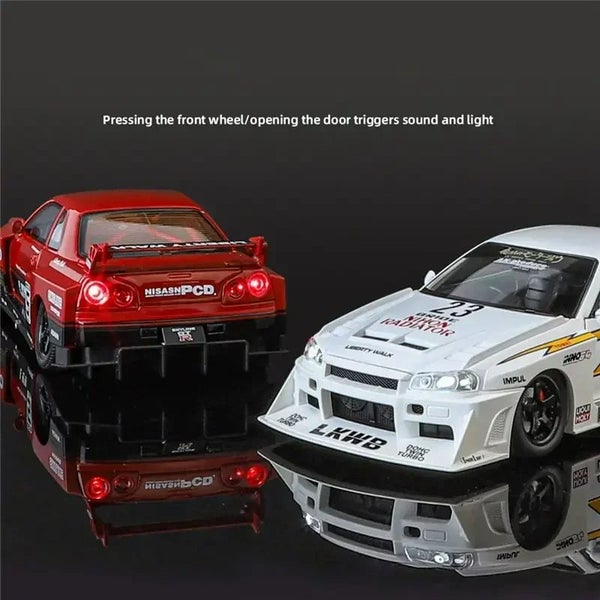 New 1:24 Scale Alloy Wide Body Decorate Sports Car Model With LED Lights and Carousel 6