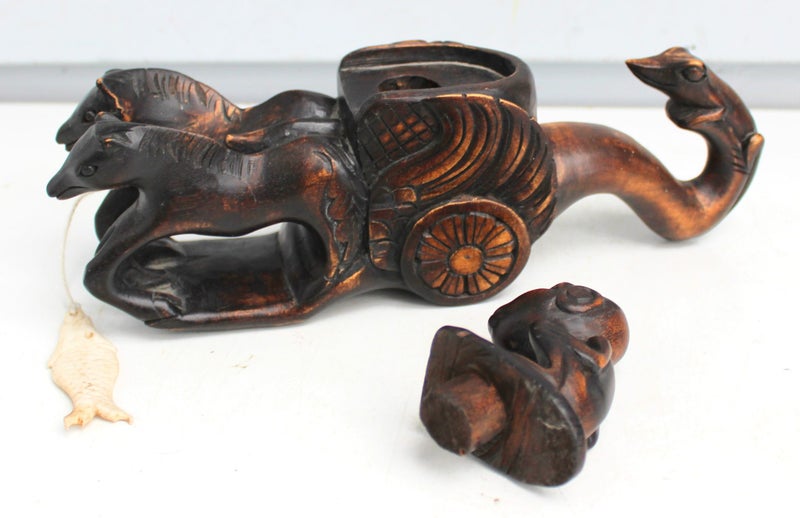 Unusual carved wooden builders chalk line with bone fish Carousel 3