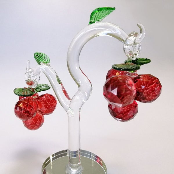 Small Cut Glass Red Apple Tree62995661979651112