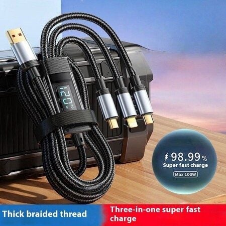 3in1 120W USB C USB Lighting Fast Charging Cable Carousel 1
