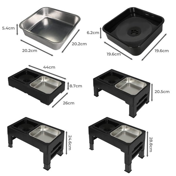 Pawz Elevated Pet Feeder 4 Height Adjustable Dog Stainless Steel Non-Slip Bowl Carousel 10