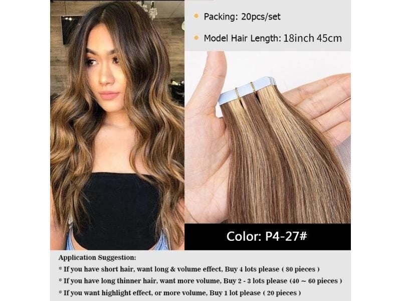 MRSHAIR Tape In Hair Extensions Human Hair Blonde Seamless Tape Hair Extensions Carousel 1