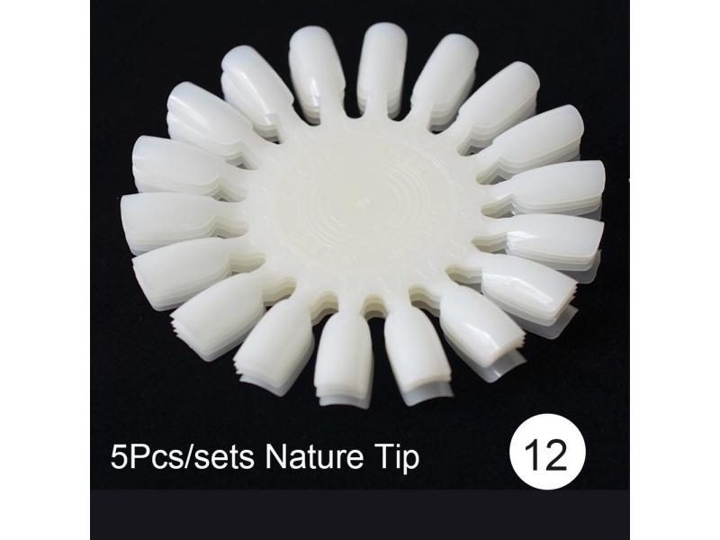 Transparent/Natural Fan Board Display Nail Art Tips False Round Hoop Stick Carousel 1