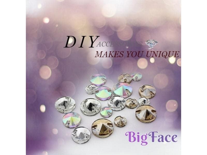 8mm-16mm Round Crystal AB Color Silver Base Sew On Rhinestone Beads Sew On Carousel 1