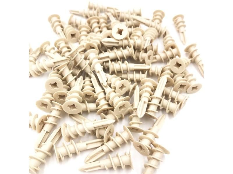 Plasterboard Anchor 100pcs 6x33mm Drywall Nylon Ribbed Anchor Self Drilling Carousel 1