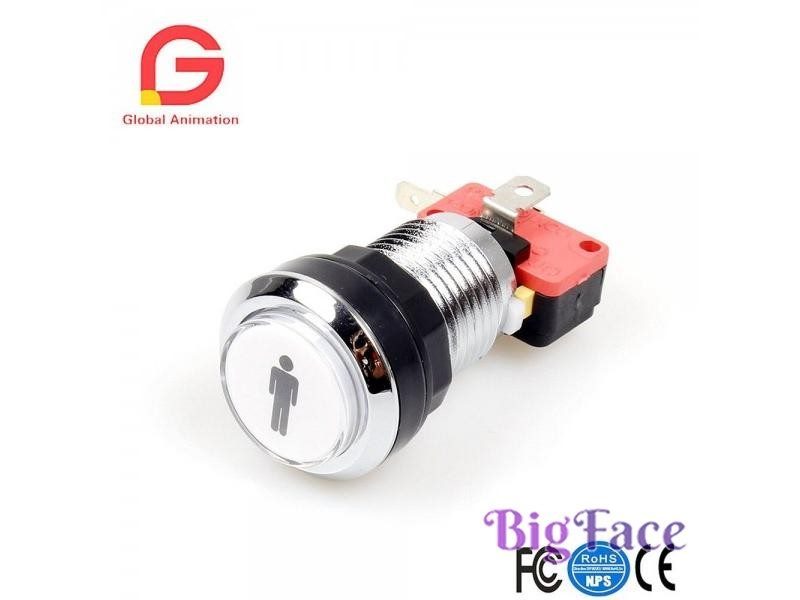 Illuminated Chrome Silver Plated LED Button 1P/2P Player 2x Coin Buttons 5V/12V Carousel 1