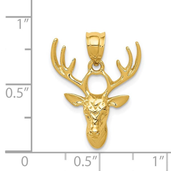 14k Yellow Gold Polished Deer Head Pendant, 23x18mm Carousel 3