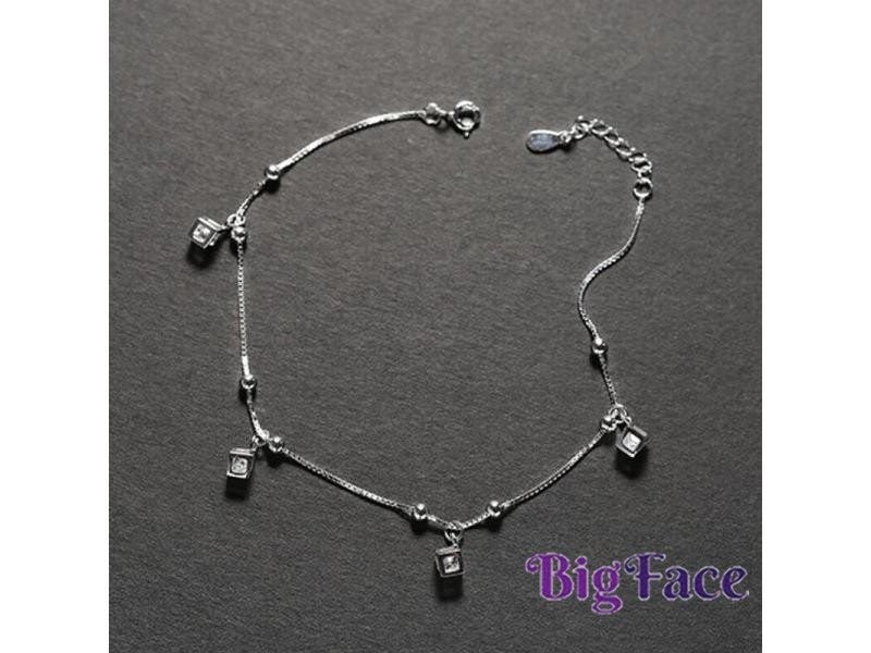 Cube Design 925 Sterling Silver Anklets With High Luster CZ Stone 21.5 3cm Carousel 1