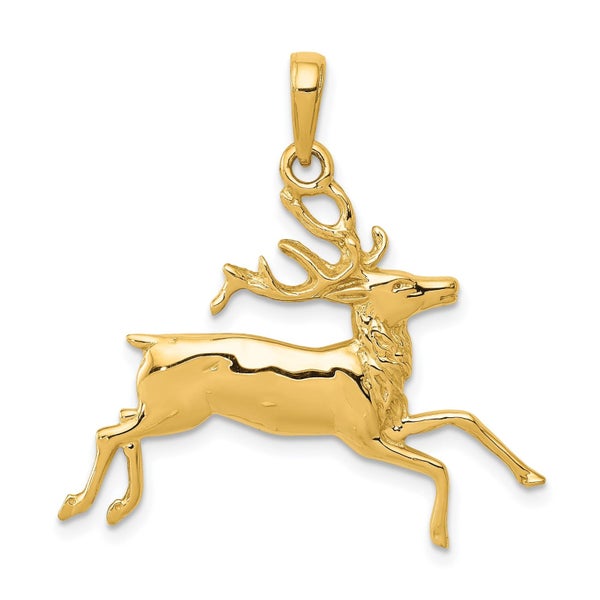 14k Yellow Gold Polished Running Deer Pendant, 29x29mm Carousel 1