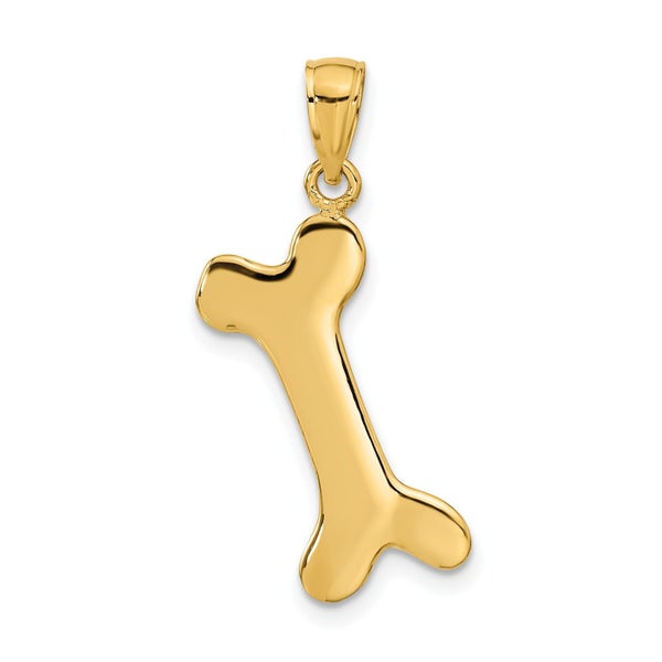 14k Solid Gold Polished Dog Bone Charm, 34x19mm Carousel 1
