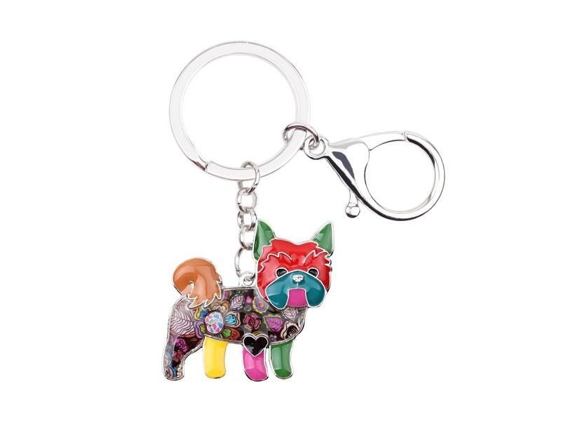 Bonsny Enamel Yorkie Dog Key Chain Key Ring Jewelry For Women Carousel 1