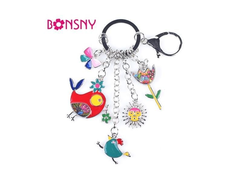 Bonsny Enamel Alloy Key Chain For Women Girl Bag Charm Pendant Jewelry Carousel 1