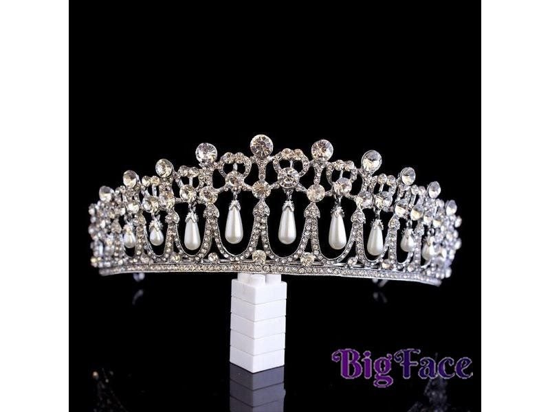 Vintage Silver Crown Crystal Pearls For Bridal Hair Accessories Carousel 1