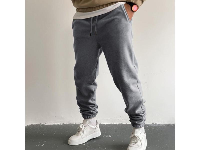 Winter Pants Men Fleece Joggers Sweatpants Drawstring Trousers Men Running Carousel 1