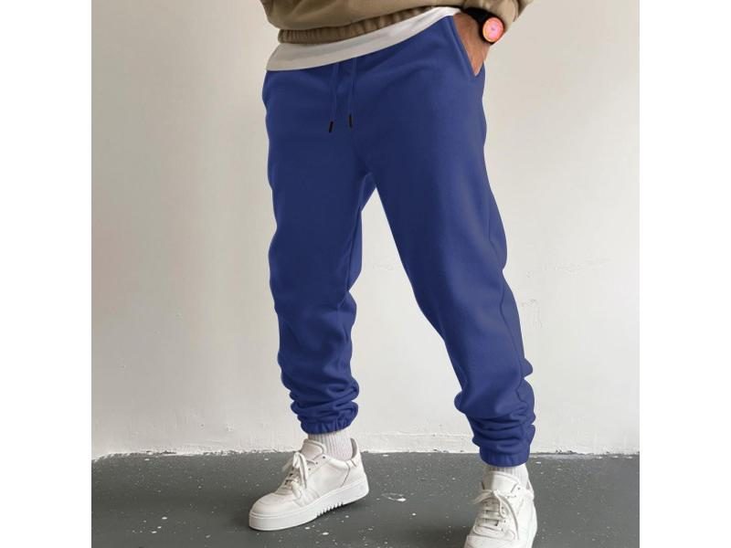 Men's Winter Fleece Jogger Sweatpants With Drawstring Velvet Ankle-tied Carousel 1