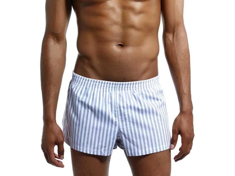 Summer 100 Cotton Men's Sleep Shorts With Casual Stripes Carousel 1