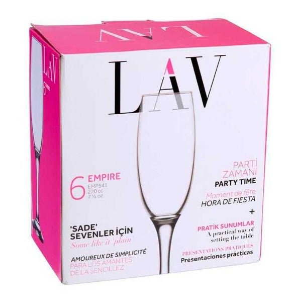 LAV Empire Clear Glass Set of 6 (Flute) 220ML Carousel 2