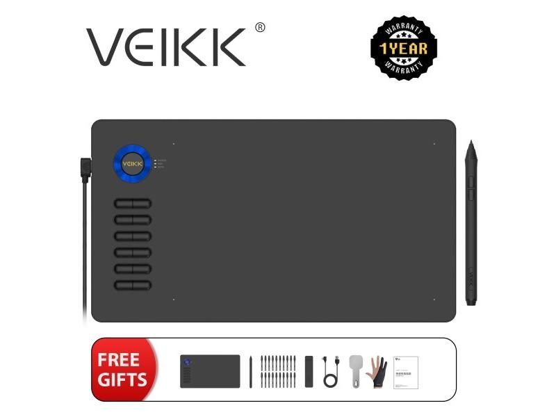 VEIKK A15 10x6 Inch Digital Drawing Tablet 8192 Levels 12 Shortcut Keys Red Carousel 1