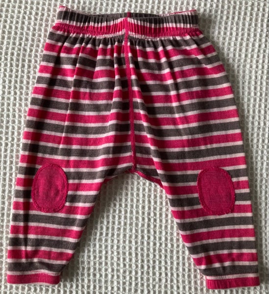 Pink & grey merino drop crotch pants by Teeny Weeny, size 00628638645068811123