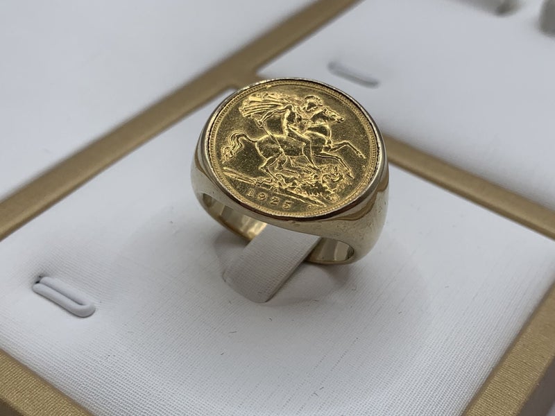 "SWEET GIFT" 1925 South Africa Half Gold Sovereign Ring *THE PERFECT GIFT* Carousel 1