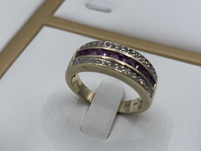 "SWEET GIFT" 10ct Gold Amethyst Diamond Ring *THE PERFECT GIFT* Carousel 2