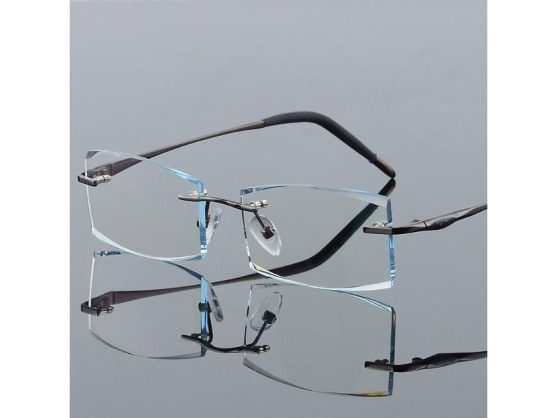 QJ Rimless Titanium Frame Eyeglasses Unisex Presbyopic Ti Frame Gold Myopic Carousel 1