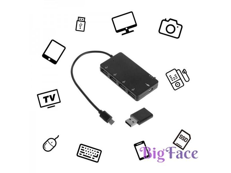1 Set Micro USB OTG 4 Port Hub For Smartphone Tablet With High Speed Charging Carousel 1
