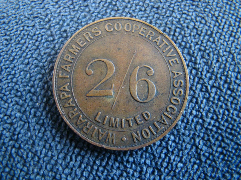 New Zealand used Token "WAIRARAPA FARMERS COOPERATIVE ASS LTD 2/6 " Carousel 1