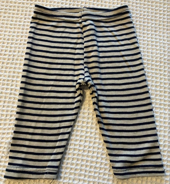 Navy & cream stripe merino pants by Ricochet Baby, size 0062863864547201114