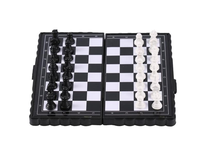 1set Mini International Chess Folding Magnetic Plastic Chessboard Board Game Carousel 1