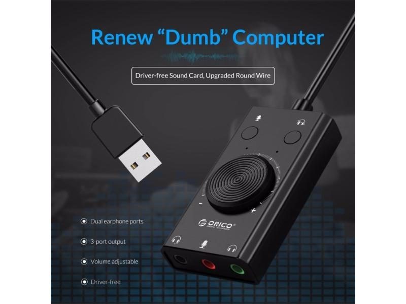 ORICO 3.5mm External Sound Card With Mic Speaker Headset Volume Adjustment Carousel 1
