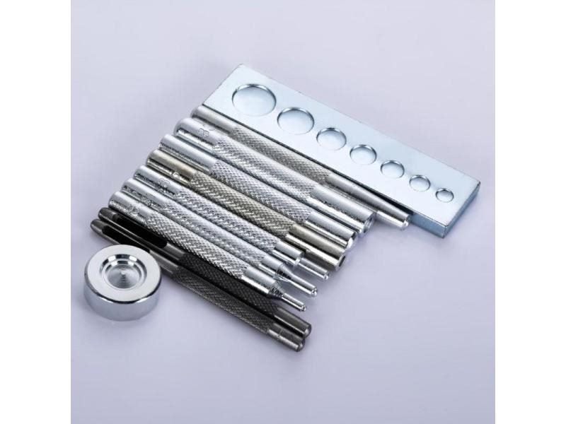 11pcs/set DIY Leather Tool Die Punch Hole Snap Rivet Button Setter Base Kit Carousel 1