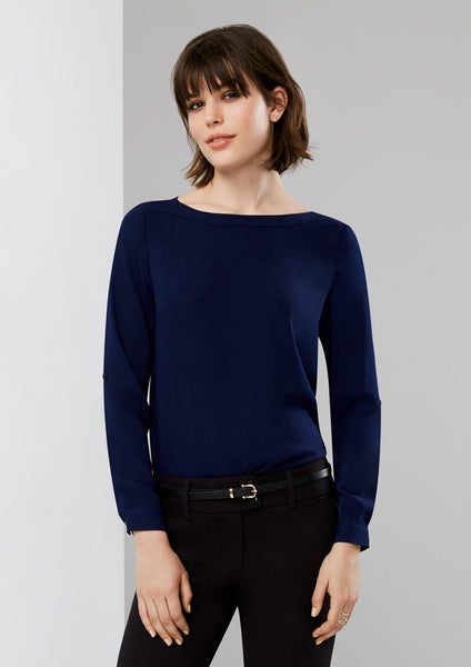 Ladies Madison Boatneck Blouse, Ladies Top, Shirt, Boatneck Blouse Carousel 1