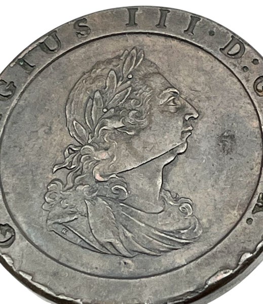 Great Britain 1797 CARTWHEEL Penny Copper Coin Spink 3777 aEF with DIE CRACK Carousel 3