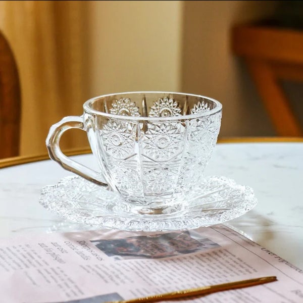 Vintage-Style Embossed Glass Tea Cups – Set of 20 or 1062854316823299111