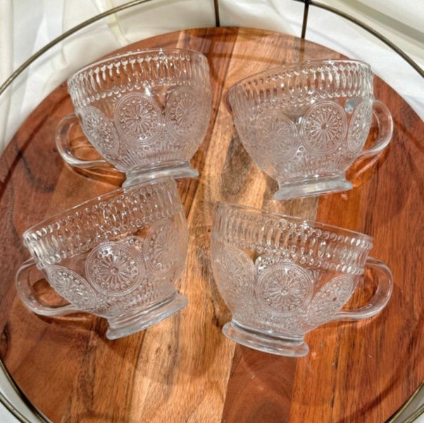 Vintage-Style Embossed Glass Tea Cups – Set of 20 or 1062854316823299118