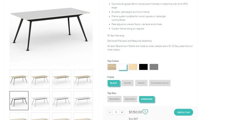 Boardroom Table -- New Top -- 2.4 x 1.2m Carousel 5