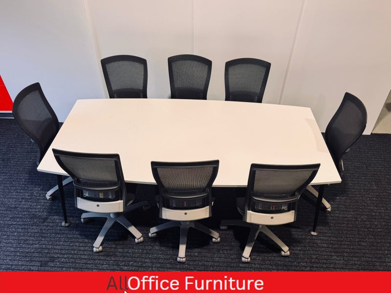 Boardroom Table with Chairs - New Top - Life Chairs x 8 Save $6000 ++ Carousel 1