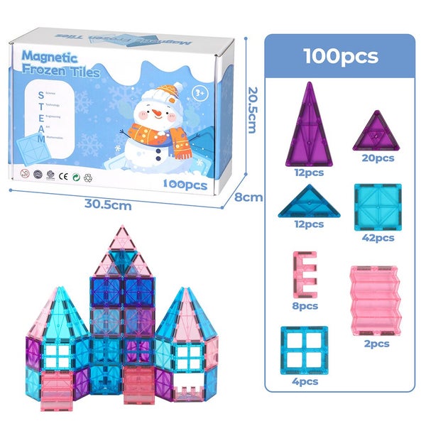 Bopeep Magnetic Tiles Blocks Frozen Toys Building Play for Kids STEM 100PCS Carousel 10