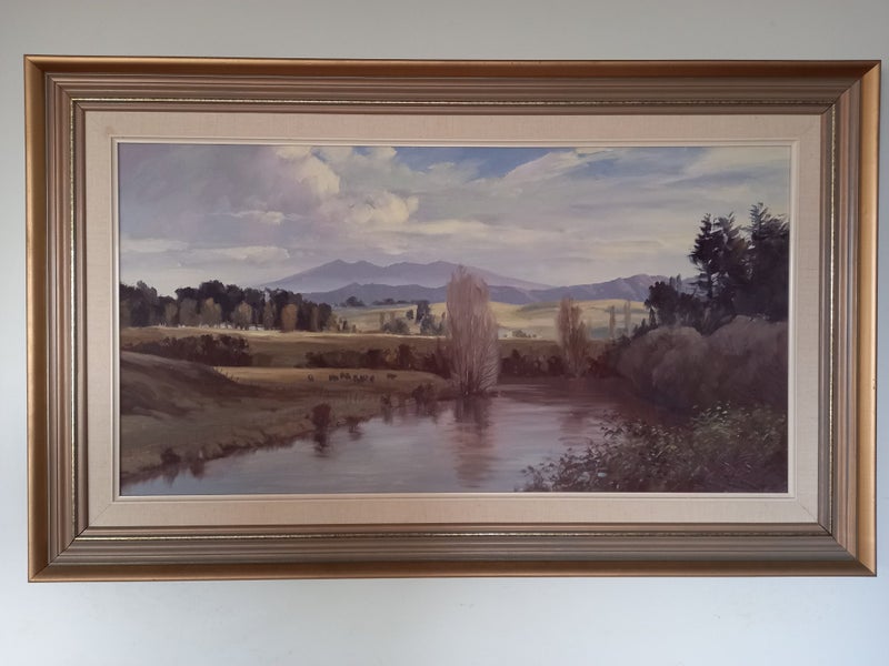 Wayne Sinclair original oil landscape "Afternoon Shadows - Whatawhata" 1993 Carousel 2