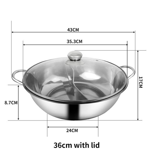 Toque Stainless-Steel 36cm Twin Mandarin Duck Hot Pot Induction Cookware W/Lid Carousel 10