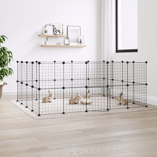 36-panel Pet Cage with Door Black 35x35 Cm Steel Tooabtk Carousel 1