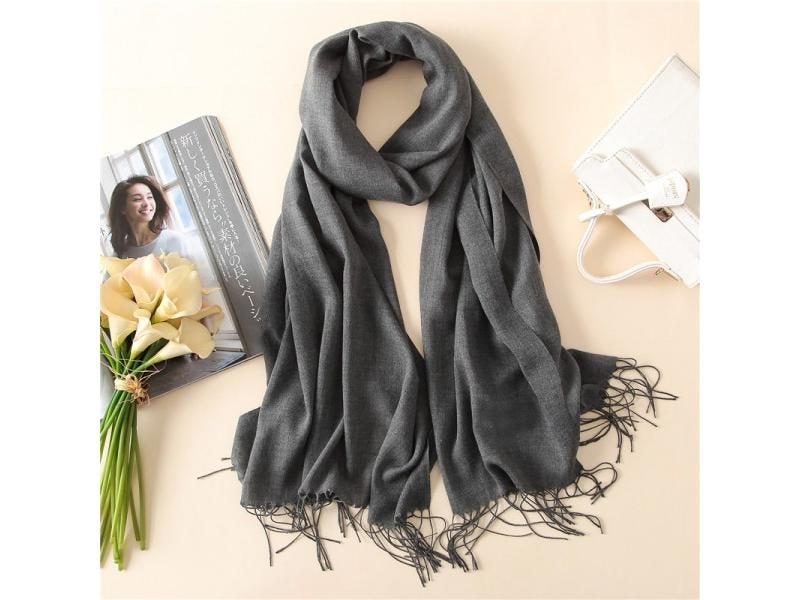 Solid Color Soft Women's Cashmere-like Summer Thin Shawls Winter Pashmina Hijab Carousel 1