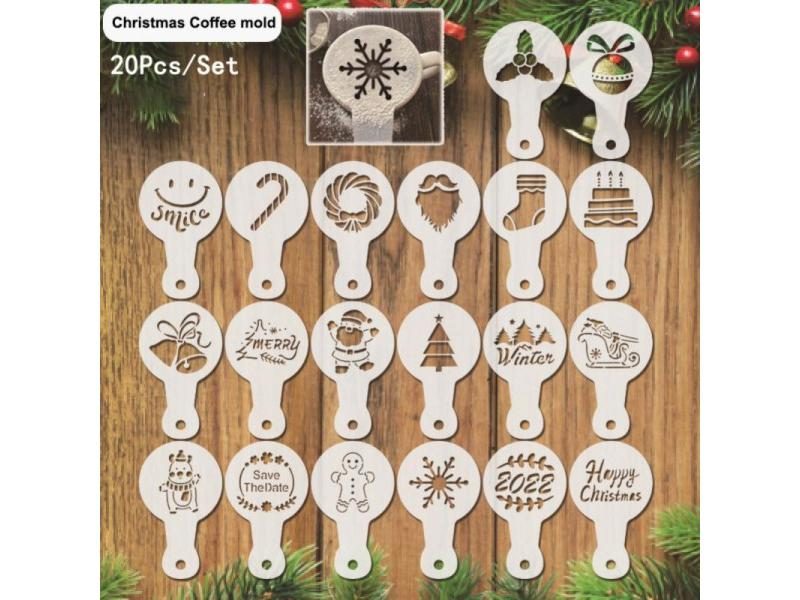 Christmas Coffee Printing Model Cookie Cupcake Chocolate Decorating Stencils Carousel 1