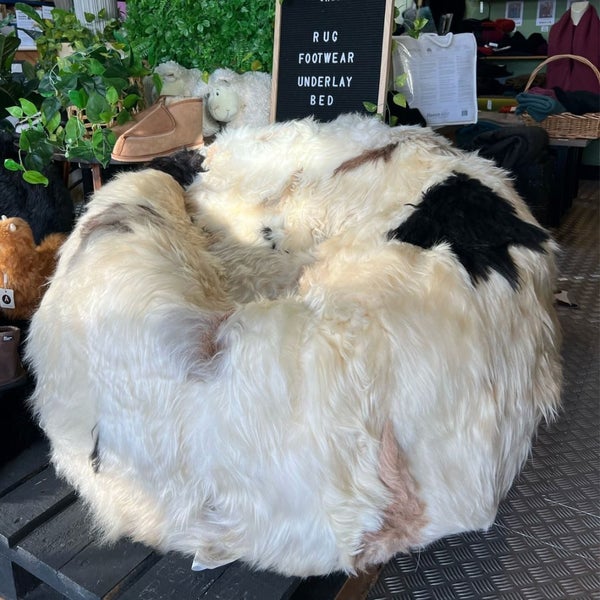 Lhasa Longwool Sheepskin Bean Bag Natural Carousel 2