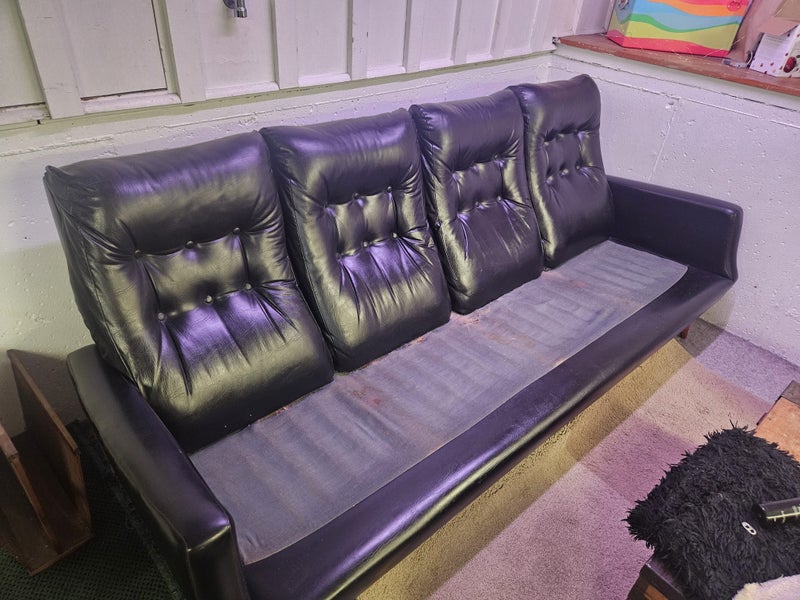 Retro leather 4 seater sofa & matching armchair62854316334978112