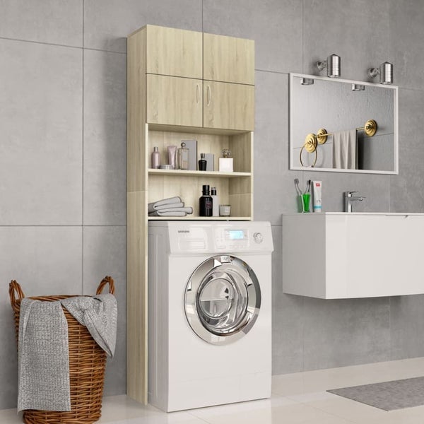Washing Machine Cabinet Sonoma Oak 64x25.5x190 Cm Engineered Wood Nbbbtb Carousel 1
