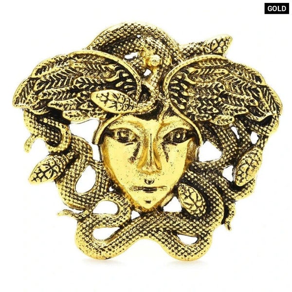 Vintage Medusa Brooch Greek Mythology Snake Figure Pin 2 Colours Carousel 1