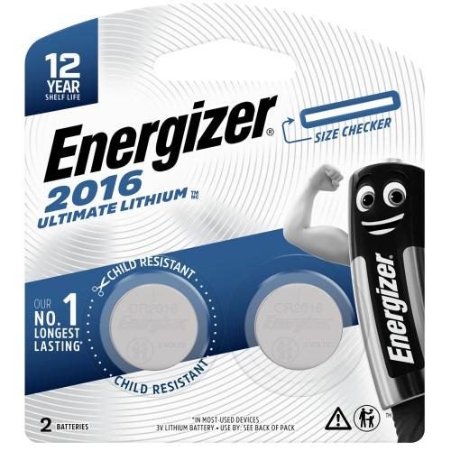 Energizer Ultimate Lithium CR2016 Specialty Button Batteries - 2 Pack - 3V Carousel 1