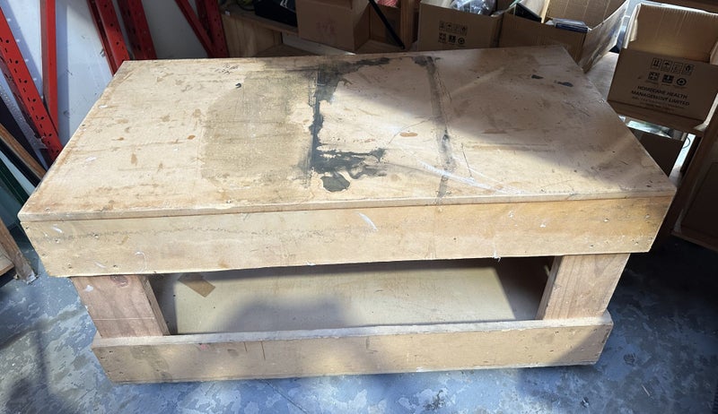 Wooden Work Bench With Storage Cubby On Wheels - $1 Res (Rack Behind TM Shelf) Carousel 2
